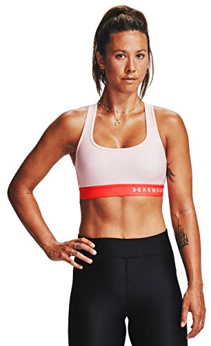 Under Armour Damen Heatgear Armour Mid Impact Crossback Sports Bra BH, Rot (658), Medium