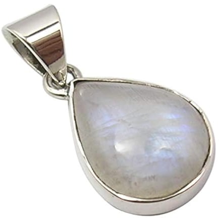 SilverStarJewel 925 Sterling Silber Regenbogen Mondstein tcw 8,6 Anhänger 2,5 cm Indischer Schmuck