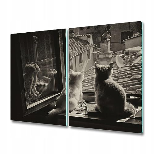 Tulup Planche À Découper - 2x30x52cm - Protection Plaque Induction Cuisson Tapis de Découpe Verre Trempé - Chats Par La Fenêtre ASIN: B08CXL653M | site: fr