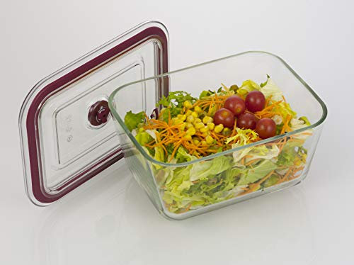 Jata HREC4202 - Recipiente Hermético de Cristal, Capacidad de 1500 ml, Para alimentos sólidos y líquidos, Apto para congelador, microondas, horno y lavavajillas, Libre de BPA