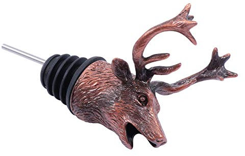 Amosfun Christmas Deer Head Wine Pourer Christmas Animal Deer Aerator Vintage Wine Decanter Stopper Christmas Gifts (Bronze)