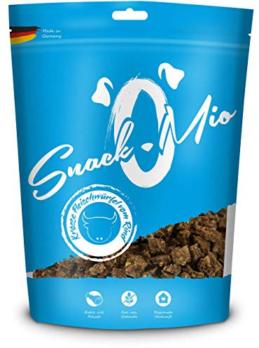 SnackOMio – Premium Hundesnack – saftige Fleischwürfel vom Rind, getreidefrei, 1er Pack (1 x 125g)