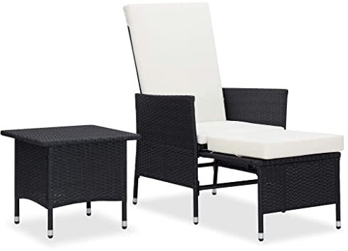 vidaXL Gartenmöbel 2-TLG. mit Auflagen Gartenset Lounge Sessel Tisch Couchtisch Gartensessel Sitzgarnitur Sitzgruppe Poly Rattan Schwarz