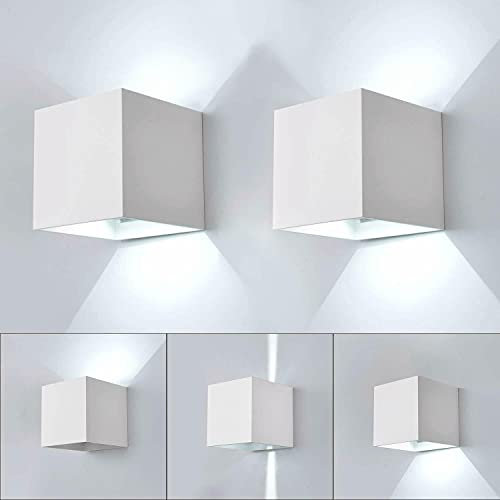 Partenopeautensili® APPLIQUE LED CUBO 6 WATT IMPERMEABILE DA INTERNO ED ESTERNO LAMPADA DA PARETE IN ALLUMINIO CON ANGOLO LUCE REGOLABILE UP DOWN MODERNO LED A LUCE (Bianco, Luce fredda 6500k)