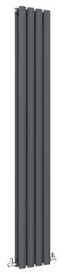 Anthracite Vertical Radiator 1600x236mm Oval Double Panel Column Designer Radiator Central Heating