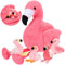 Skylety 18 Pouces Animal de Flamant Rose en Peluche avec 4 Jouets de Bébé à Intérieur - Maman Flamant avec Ventre Zippé pour Cadeau d'Anniversaire Noël