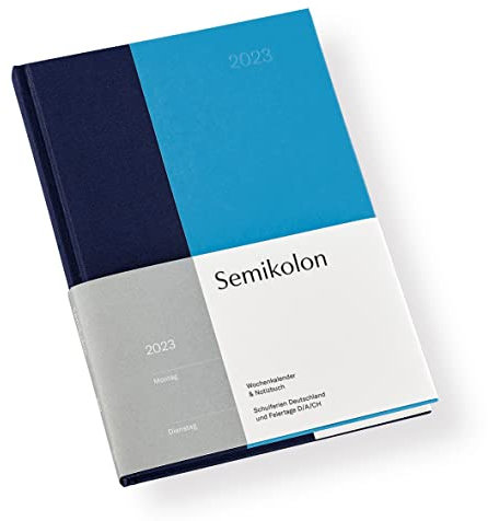 Semikolon 366714 Wochenkalender & Notizbuch 2023 A5, 13 Monate - 100g/m² Papier, Deutsch, Hardcover, marine aqua