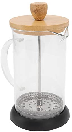 French Press, Heat Resistant French Coffee Press High Borosilicate Stable Manual Brewing for Home Office Workers 600ML Bamboo Cover