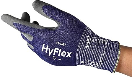 Ansell HyFlex 11-561 Schnittschutz-Handschuhe, Atmungsaktive Nitril-beschichtung, Höchste Weiterreißfestigkeit, Dünne Arbeitshandschuhe Herren Damen, Waschbare, Blau, Größe M (1 Paar)