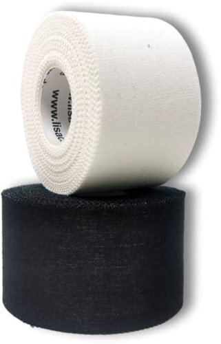 LisaCare Sport Tape - 2 Rollen 3,8cm breit - Sport Tapes - Fußball Tape - Athletic Tape - Tape Sporttape starker Halt & leicht zu reißen - für jede Sportart & Lebenssituation (2er-Set Schwarz/Weiß)