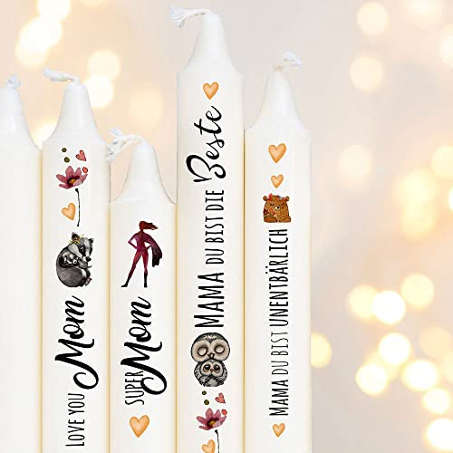 ilka parey wandtattoo-welt Kerzensticker Kerzentattoo Kerzentattoos Tattoofolie Geschenk Beste Mama unentbärlich Mom für Kerzen oder Keramik A6 Bogen DIY Stickerbogen kst37