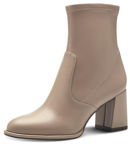 Tamaris Damen Boots mit Absatz Vegan Blockabsatz; TAUPE/beige; 40 EU