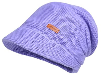 JEONEKID Frauen Rand gestrickte Mütze Hut, Winter Warmer Hut schlampig Dicke warme Mützenkappe für Damen Kaltwetter Schneekappen (Lila)