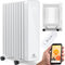 KESSER® Radiador de aceite, 2500 W, calefacción eléctrica móvil, ahorro de energía con control de aplicaciones wifi y pantalla táctil LED, mando a distancia, radiador de 11 costillas, temporizador de