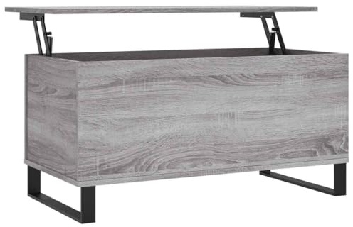 vidaXL Couchtisch, Sofatisch für Wohnzimmer, Wohnzimmertisch mit viel Stauraum, Beistelltisch Kaffeetisch Wohnzimmermöbel, Grau Sonoma Holzwerkstoff