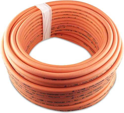 Gas Hose – Premium Gas Pipe Hose with 2 Hose Clips – 4m Hose for Propane and Butane - Stamped with Manufacture Date – Durable 8mm High Pressure Gas Hose for Caravan, Camping, BBQ