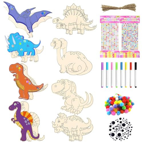 SPERMUOY Dinosaurier Holz bastelsets,Holz Basteln Kinder Mädchen/Jungen 4 5 6 7 8 9 10 Jahre Basteln Kindergeburtstag,Dino Geburtstag Geschenke Mädchen Jungen