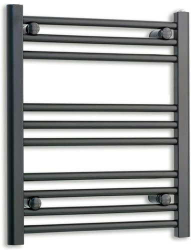 500mm Wide Black Heated Towel Rail Straight Flat Bathroom Warmer Radiator Rack Central Heating Turkish Zone (500mm x 700mm)