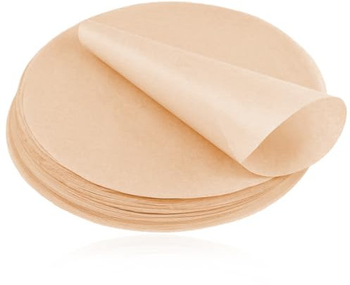 ZOKJSW 50pcs Papier sulfurisé Ronde de Cuisson Parchemin résistant à la Chaleur Résistant à l'huile et aux fuites Revêtement antiadhésif Papier sulfurisé Non Blanchi