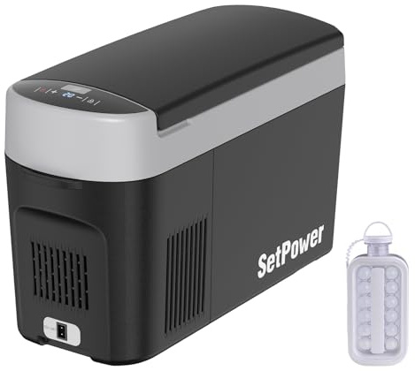 Setpower AB16 - Refrigerador eléctrico de 12 V, 16 cuartos de galón (15 L) para vehículos CA/CC, refrigerador portátil de 12 V, congelador portátil para camping, viajes, viajes por carretera