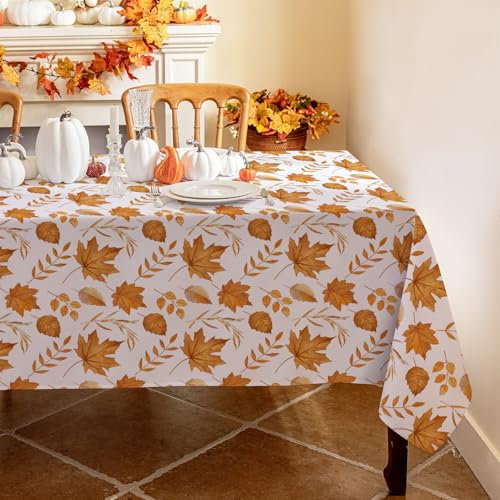 Romanstile Otoño Mantel Antimanchas 80 x 80 cm Cuadrado Mantel con Hojas Naranjas de Arce Manteles Exterior Impermeable Centro de Mesa Comedor para Halloween, jardín, Cocina, Comedor,Fiestas,Picnic