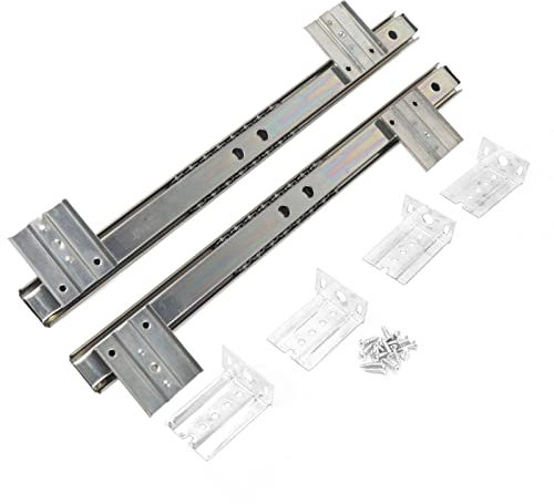 TIKATARER Heavy Duty Slide Rails, 2Pcs Thickened Cold Rolled Keyboard Slider Under Desk Steel Computer Desk Keyboard Slide Rail Bracket (White)