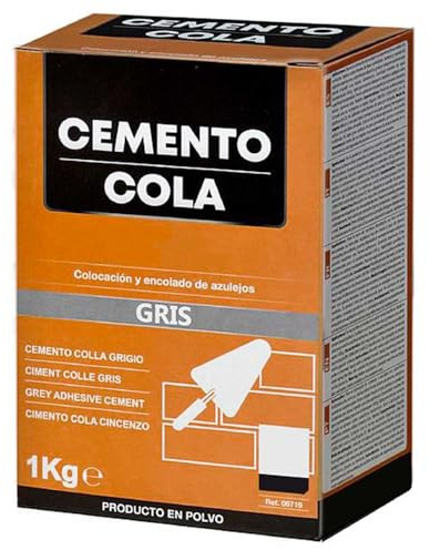 Tradineur - Cemento cola en polvo, colocación, encolado y fijación de azulejos, superficies horizontales y verticales, interior y exterior, fabricado en España (Gris - 1 kg)