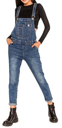 OSAB 88069 Casual Damen Jeans Latzhose Hose Pants Träger Slimline Overall Destroyed