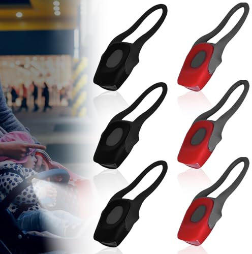 GOMETY LED Fahrradlicht Set: 6 Stück, Rot & Schwarz, USB Aufladbar, Wasserdicht, LED Fahrradbeleuchtung, Für Alle Kinderwagen Und Outdoor Läufer (Rot/Schwarz)