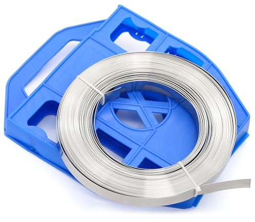 MgcTolBox V2A Edelstahlband 10 mm - 100 m, Metall Stahlkabelbinder Extra Stark, Montageband, Stahlbandrolle zur Montage von Verkehrsschildern | 10 x 0.25 mm | 1 Rolle - 100 m