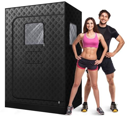 119,4 x 88,9 x 180,3 cm Ganzkörper-Sauna für Zuhause, tragbare Dampfsauna, 2-Personen-Saunabox zur Entspannung, Anzug für Zuhause, Fitnessstudio, Badezimmer, Stuhl und Dampfgarer nicht im Lieferumfang