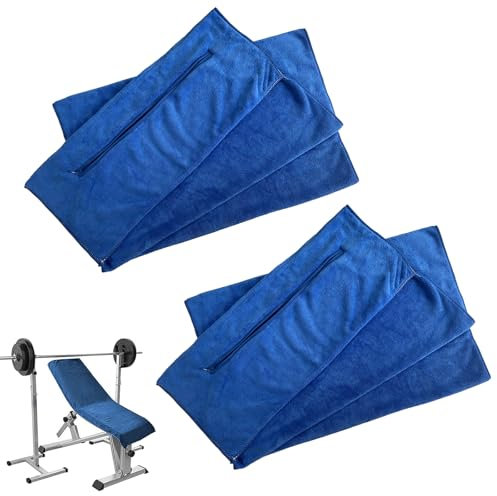 EVDZNA 2 Stück Sporthandtuch, 120 x 50 cm Fitness Handtuch, Schweißabsorbierendes Sporthandtuch, Fitnesshandtuch mit Reißverschlusstasche, für Fitness, Training und Sport, Marineblau