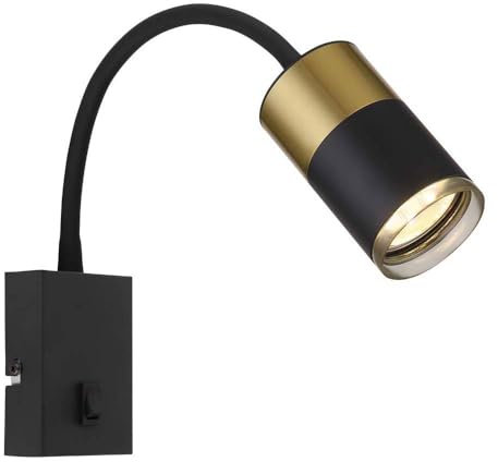 Wandlampe flexibel Schlafzimmerlampe Leseleuchte schwarz kupfer Wandleuchte mit Schalter, 1x GU10, BxH 7 x 43 cm