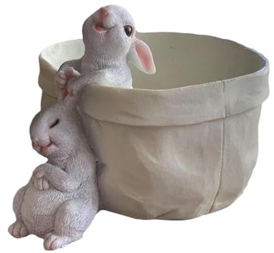 Pot de Fleurs en Forme de Lapin | Statue décorative pour Grasses – Pot de Fleurs en résine pour Grasses décoratives pour Jardin, Maison, Statue d'animal Mignon