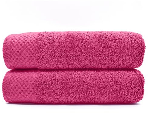 HIPERMANTA Pack Toallas 2 Unidades 100% Algodon. 500 gr/m2. (2 Toallas Bide 30x50) Rizo Americano. Alta Absorcion. Suaves y Resistentes. Color Rosa