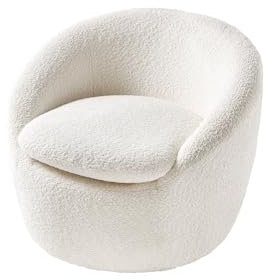 Licht-Erlebnisse Drehsessel Modern Bouclé Stoff in Weiß B: 76 cm Sessel drehbar Teddysessel Wohnzimmer Cocktailsessel