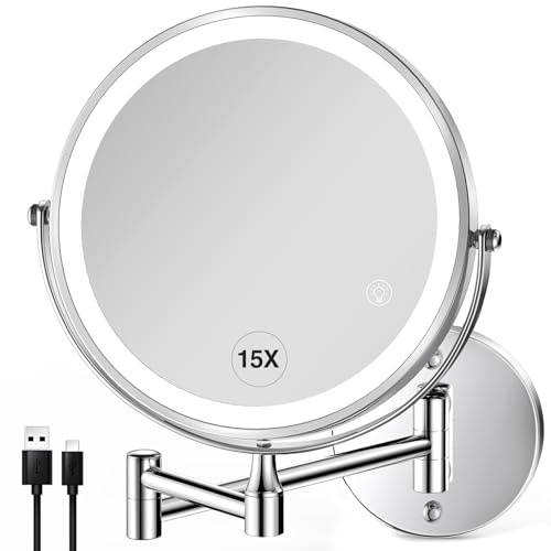 VORREMIRR Abwandspiegel für lichtbrillen: mit verbotenem Make-up und 1X 15X vergrößern Sich die kommode, Bad und rasieren - Chrom