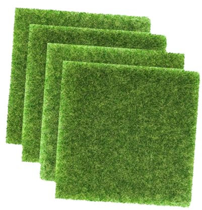BESPORTBLE 4Stücke Künstlicher Rasen Plastische Rasenmatte für Sandtisch Dekoration DIY Landschafts Gestaltung Langlebig und Pflegeleicht für Modelle und Heimdekoration