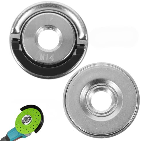 M14 Quick Clamping Nuts, Quick Release Nut with Pull Rin, Heavy Duty Locking Retaining Flange Nut for Most Angle Grinder, Angle Grinder Fitting Part (Silve, 1 Pc)
