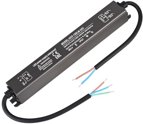 LED Trafo 24V 200W, Ultradünn IP67 Wasserdicht LED Transformator Netzteil | AC 100-264V auf DC 24V 8.3A 200W Adapter, Outdoor Konstantspannung Niedervolttrafo für Streifen Lampen Strahler