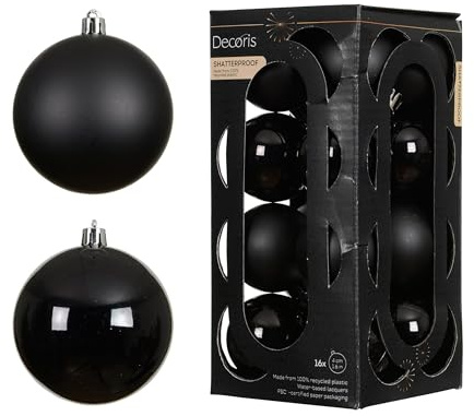 Kaemingk Weihnachtskugeln Kunststoff 4cm 16 Stück - klein & bruchsicher - Christbaumkugeln Weihnachtsbaumkugeln für Weihnachten - Christbaumschmuck & Weihnachtsbaumschmuck - Schwarz