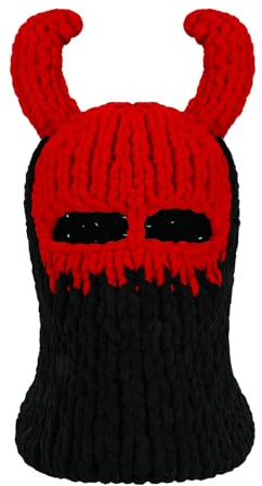 TAGVO Strick Sturmhaube Balaclava Herren Damen, Warme Elastische Atmungsaktive Gesichtshaube Winter mit Ski Schal, Motorrad Maske Totenkopfmütze für Halloween Kostüm Cosplay Make-up-Party