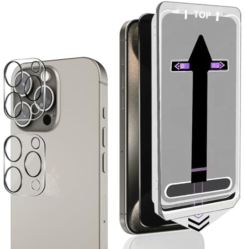 Rnnmeeko 1+2 Stück Sichtschutz Schutzfolie für Panzerglas für iPhone 15 Pro, Anti-Spähen Privacy Folie mit Kameraschutz Panzer Schutz Glas, 9H Härte, Anti-Spy Sichtschutzfolie