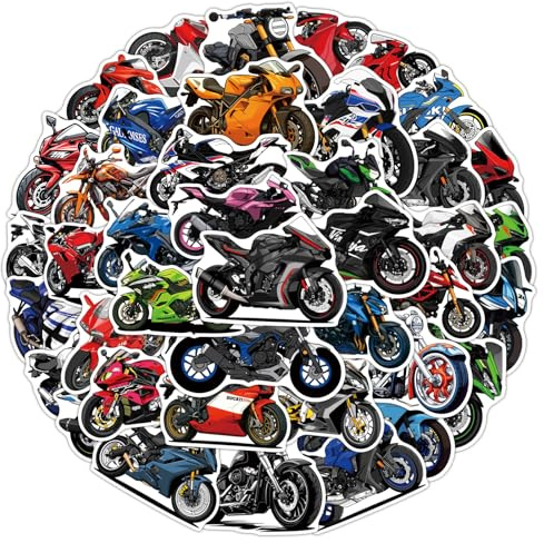 50Stück Cartoon Motorrad Aufkleber für Laptop,Gitarre,Fahrrad,Koffer,Auto,Skateboard,Telefon,Motorrad Racing Car Wasserfeste Vinyl Stickers,Erwachsene Kinder Geschenk,Ästhetische Graffiti Sticker