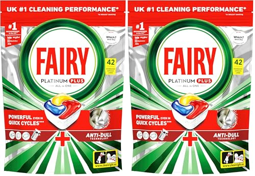 Fairy Platinum Plus Dishwasher Tablets – 84 Pack, Lemon, Anti-Dull Technology