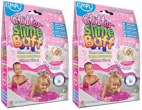 ZIMPLI Glitter Slime Baff Rose, 1 Bain ou 4 utilisations de Jeu, DIY fabriquez Votre Propre Slime pailleté, Jouets de Bain sensoriels pour l'Autisme, Cadeaux d'anniversaire pour Filles et garçons