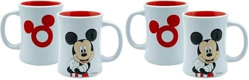 Tasse Mickey 3D Relief 360ml, Fantasse mit Mickey Prägung, Klassiker, Disney, Retro (Packung mit 2)