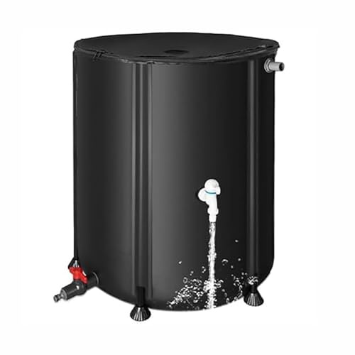 Collapsible Rain Barrel Water Storage Containers,Portable Rainwater Collect System Water Tank to Collect Rainwater from Gutter Downspout Water Catcher(Black,42 gallons)