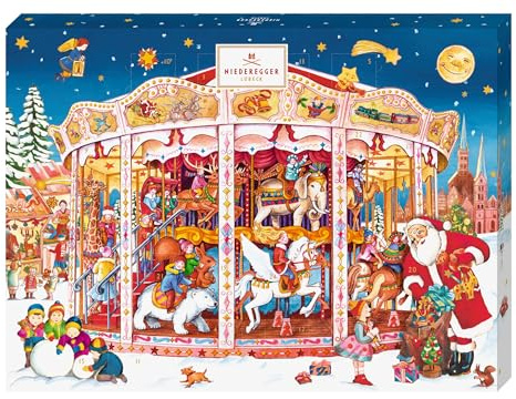 Niederegger | Adventskalender »Karussell« | 1x 500g | Gefüllt mit klassischen & weihnachtlichen Köstlichkeiten | Marzipan zur Weihnachtszeit