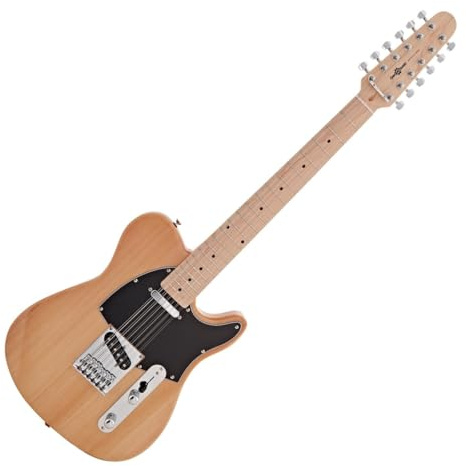 Knoxville Deluxe 12 String Electric Guitar by Gear4music Natural | Unique Twelve-String Chime with Blues Aesthetic, Comfortable Lightweight Body, Two Single-Coil Pickups, Natural